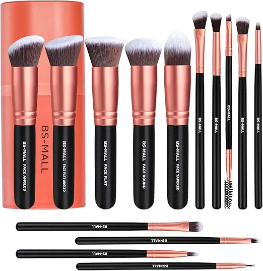 14-piece premium rose gold makeup brush set – synthetic bristles for foundation, powder, eyeshadow, contour, and blush. Soft, durable, and beginner-friendly.