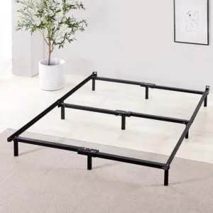California King metal platform bed frame – heavy-duty steel slats, black, no box spring needed