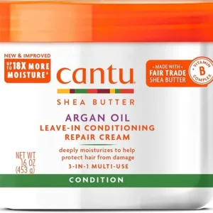 Cantu argan oil deep conditioning repair cream 16oz jar with purple packaging, featuring leave-in formula for damaged hair restoration and care.RetryClaude can make mistakes. Please double-check responses.