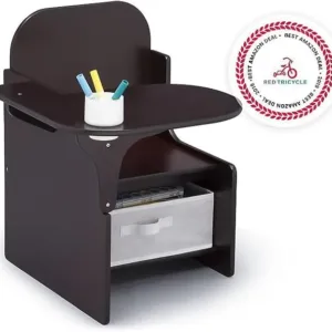 delta children mysize chair desk with storage bin greenguard gold certified, dark chocolate