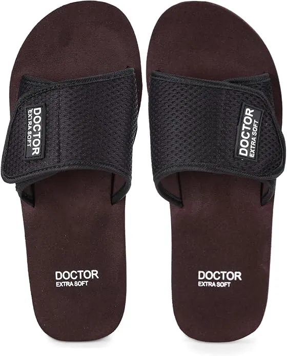 Doctor Extra Soft D-25 men’s ortho care slippers with cushioned footbed, arch support, and anti-skid sole – ideal for heel pain, walking, or home use.