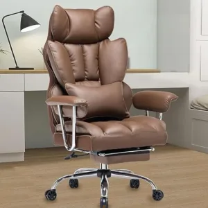 efomao big and tall office chair 400lbs – pu leather executive desk chair with lumbar support & leg rest, heavy duty computer chairs for home office, brown