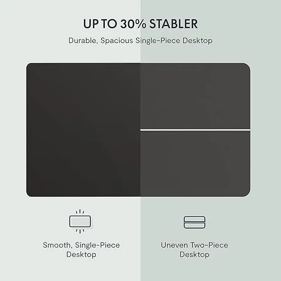 flexispot 55 x 28 inches electric stand up metal desk workstation, whole piece desk board home office computer standing table height adjustable desk black frame and 55 black top