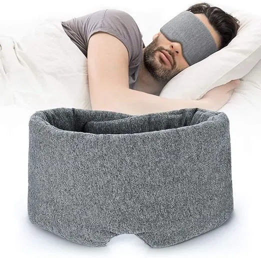 Blackout handmade cotton sleep mask with adjustable strap, soft, breathable fabric for comfort. Includes a travel pouch, ideal for men, women, and kids.