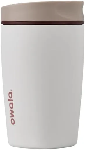 12oz insulated stainless steel coffee tumbler in Vanilla Bean color with SmoothSip slider lid.