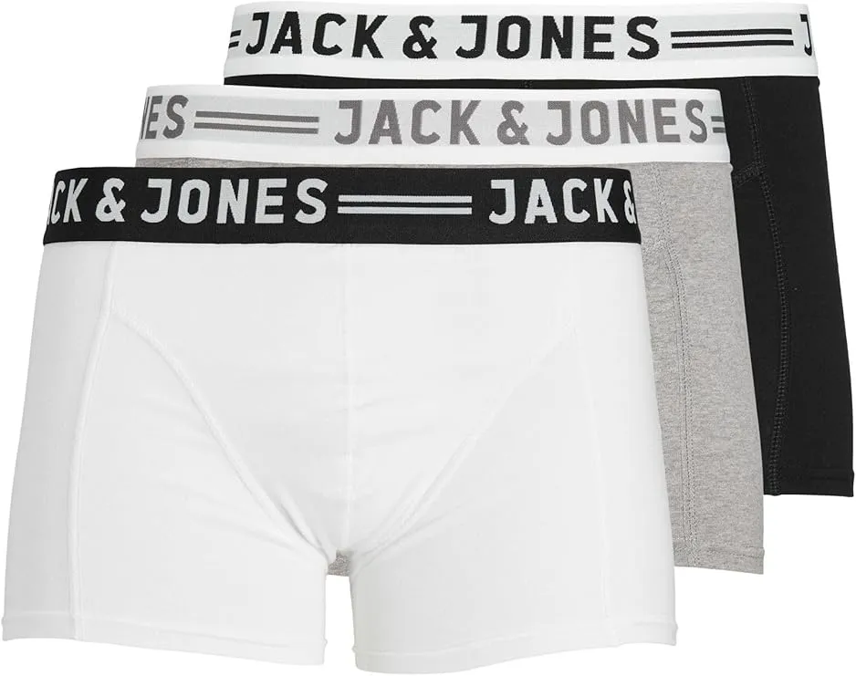 Jack & Jones men’s cotton stretch trunks – 3-pack breathable underwear designed for comfort, flexibility, and everyday wear.