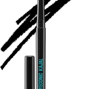 Lakmé Eyeconic kajal 0.35g twist-up eyeliner in matte black with sleek packaging, featuring waterproof and smudge-proof formula for eye definition.