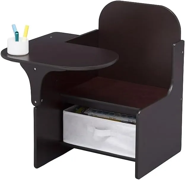 delta children mysize chair desk with storage bin greenguard gold certified, dark chocolate