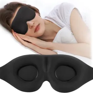 Luxury 3D sleeping mask with adjustable fit, blackout design for light-blocking, includes earplugs and storage pouch. Ideal for travel and naps for both men and women.