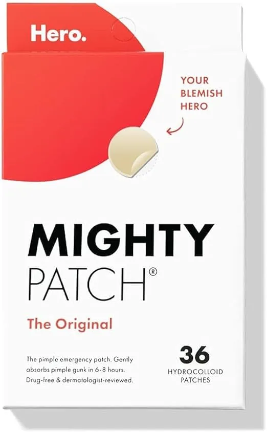 Mighty Patch Acne Spot Treatment - Hydrocolloid patches reduce pimples, providing effective and targeted care. Contains 36 patches for fast results.