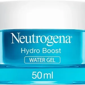 Neutrogena Hydro Boost Water Gel Moisturizer 50ml jar with blue packaging, featuring lightweight oil-free formula for sensitive skin hydration needs.