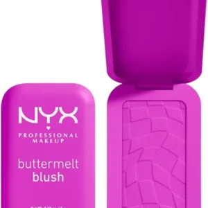 NYX Buttermelt Long-Wear Powder Blush – All The Butta shade, offering a smooth, buttery finish and long-lasting color for a natural, glowing look.