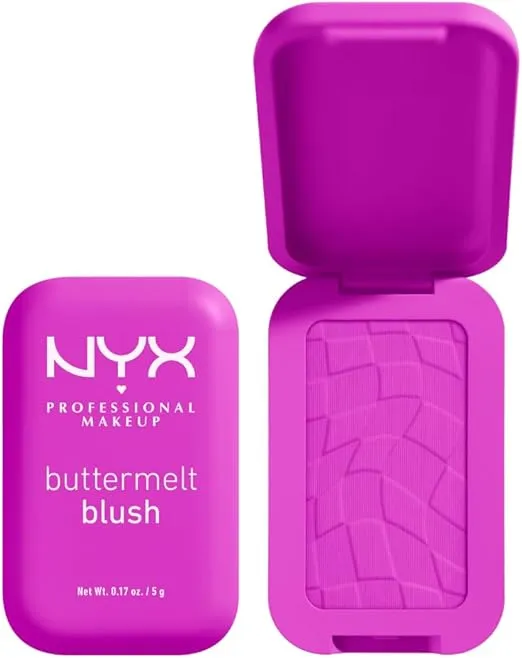 NYX Buttermelt Long-Wear Powder Blush – All The Butta shade, offering a smooth, buttery finish and long-lasting color for a natural, glowing look.