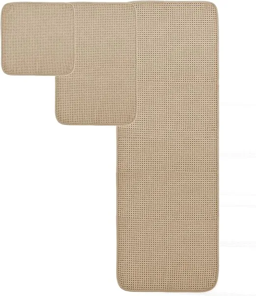 oversized microfiber bath towel set 6 piece – quick dry & lint free, waffle weave in white & beige, 76x152 cm