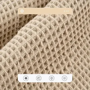 oversized microfiber bath towel set 6 piece – quick dry & lint free, waffle weave in white & beige, 76x152 cm