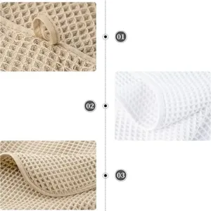 oversized microfiber bath towel set 6 piece – quick dry & lint free, waffle weave in white & beige, 76x152 cm