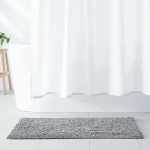 Platinum grey microfiber bath rug 53x86 cm – non-slip and absorbent bathroom mat