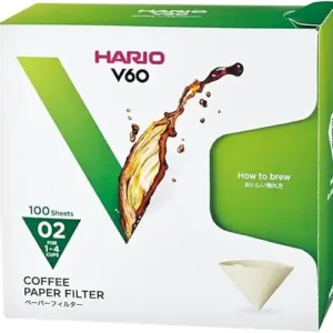 Natural brown cone coffee filters in size 02, ideal for pour-over brewing.