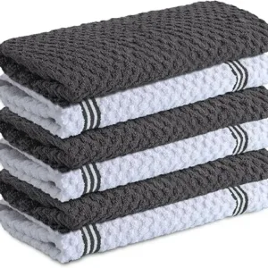 6-pack premium grey cotton kitchen towels 40x70 cm – absorbent and durable dishcloths for cleaning