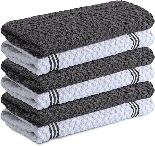 6-pack premium grey cotton kitchen towels 40x70 cm – absorbent and durable dishcloths for cleaning