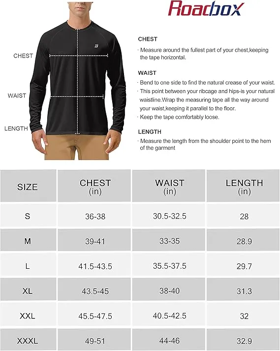 roadbox uv sun protection shirts for men – upf 50+ long sleeve outdoor t shirt for fishing, hiking, swimming