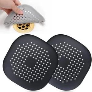 Black silicone drain hair catcher with suction cups for bathroom
