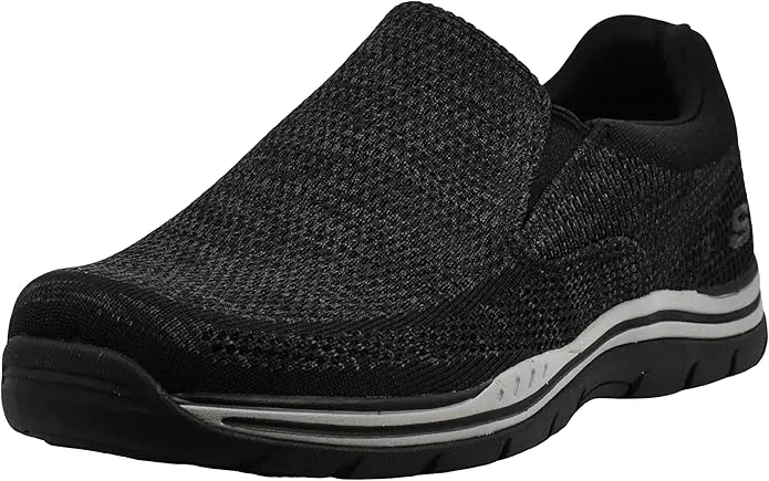 Skechers Expected Gomel men’s slip-on loafers in grey – lightweight casual shoes with cushioned support and breathable fabric, size 47.5 EU.