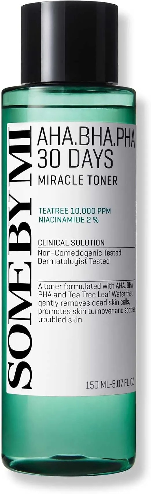 Some By Mi 30 Days Miracle Toner – 150ml exfoliating and hydrating toner with AHA, BHA, PHA, and tea tree water for clearer, smoother skin