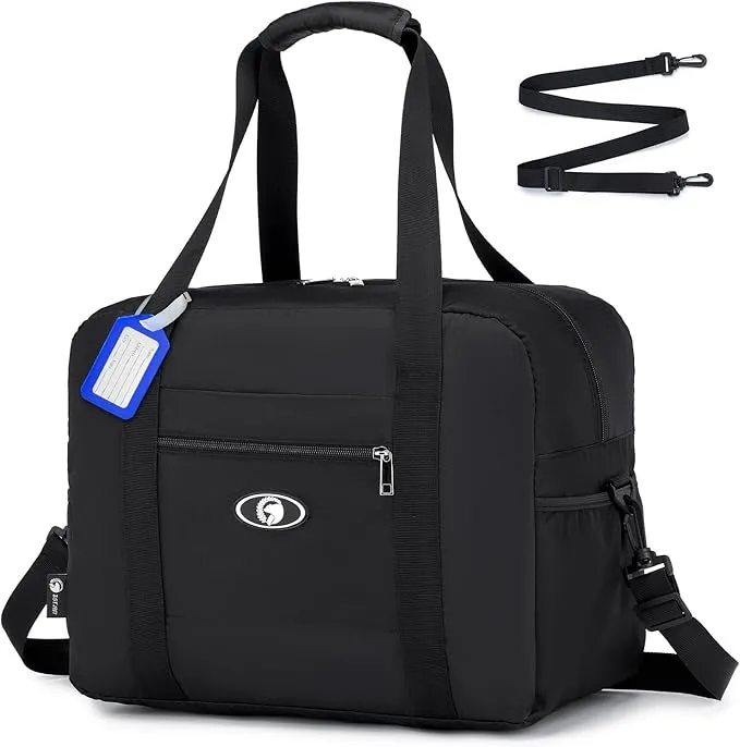 SPAHER foldable cabin bag with 40x30x20 cm dimensions, 25L capacity, designed to comply with Wizz Air and TUI regulations. Lightweight and easy to store when not in use.