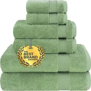 6-piece sage green Turkish towel set – soft and absorbent bathroom towels