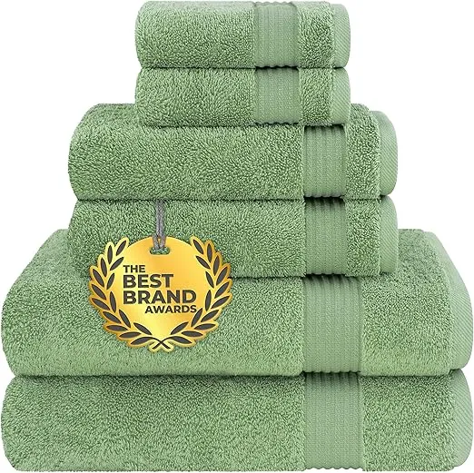 6-piece sage green Turkish towel set – soft and absorbent bathroom towels