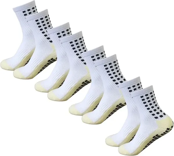 Yufree 4 pairs men’s non-slip athletic grip socks with anti-skid pads – perfect for sports like soccer, football, gym workouts, and basketball.