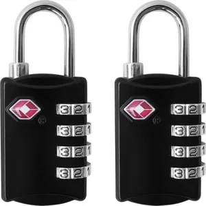4-Digit Combination TSA Luggage Lock – durable steel travel padlock with resettable code, airport security approval, and strong protection for suitcases & bags.