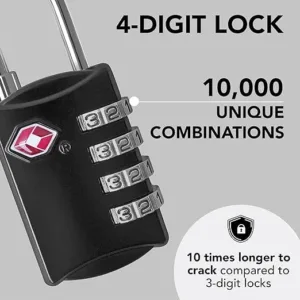 4 digit combination tsa luggage lock – durable steel travel padlock