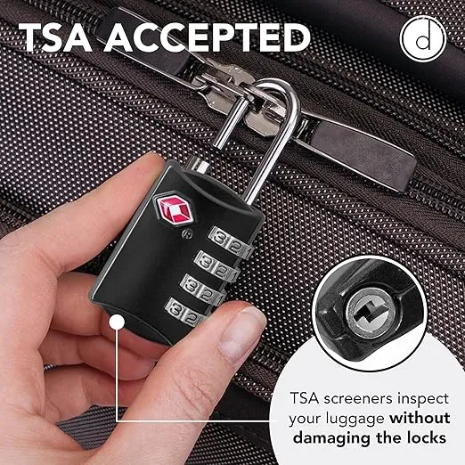 4 digit combination tsa luggage lock – durable steel travel padlock