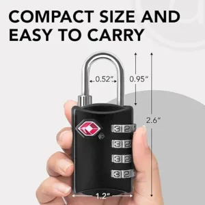 4 digit combination tsa luggage lock – durable steel travel padlock