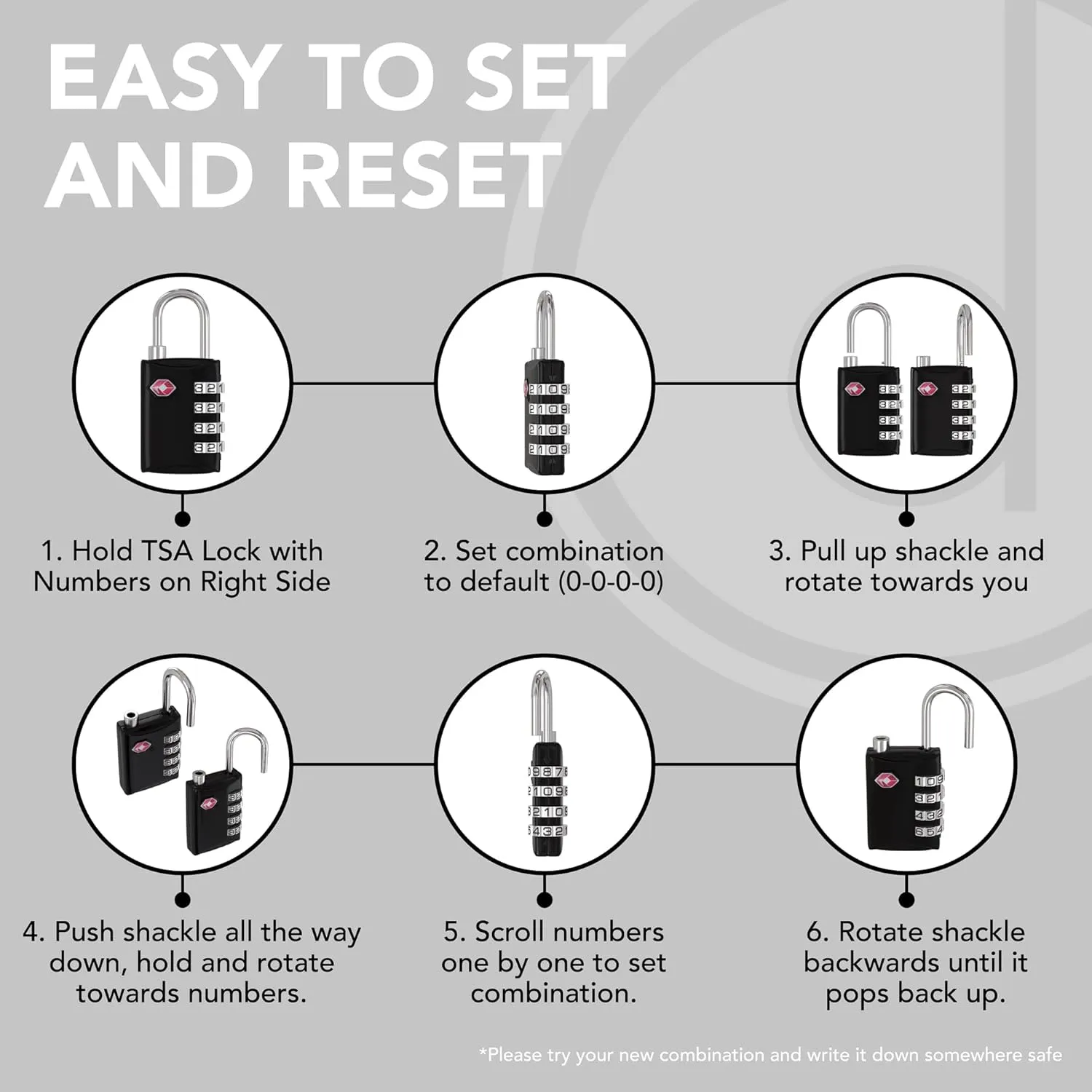 4 digit combination tsa luggage lock – durable steel travel padlock