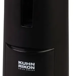 Black handheld spice grinder with adjustable ceramic ratchet mechanism.