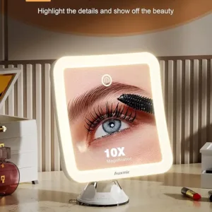 auxmir 10x lighted magnifying mirror – rechargeable & portable