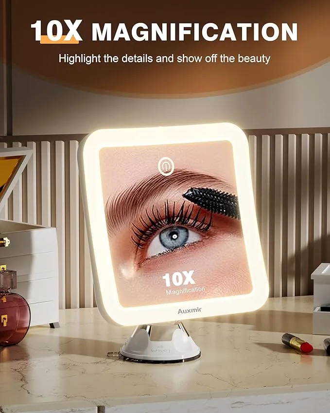 auxmir 10x lighted magnifying mirror – rechargeable & portable