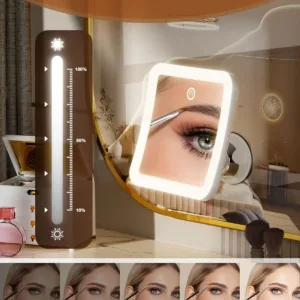 auxmir 10x lighted magnifying mirror – rechargeable & portable