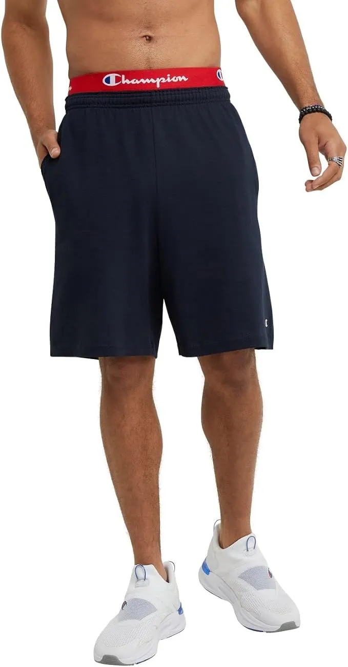 Champion men’s lightweight shorts, everyday athletic long shorts designed for training, gym, running, workout, and casual wear with breathable comfort.