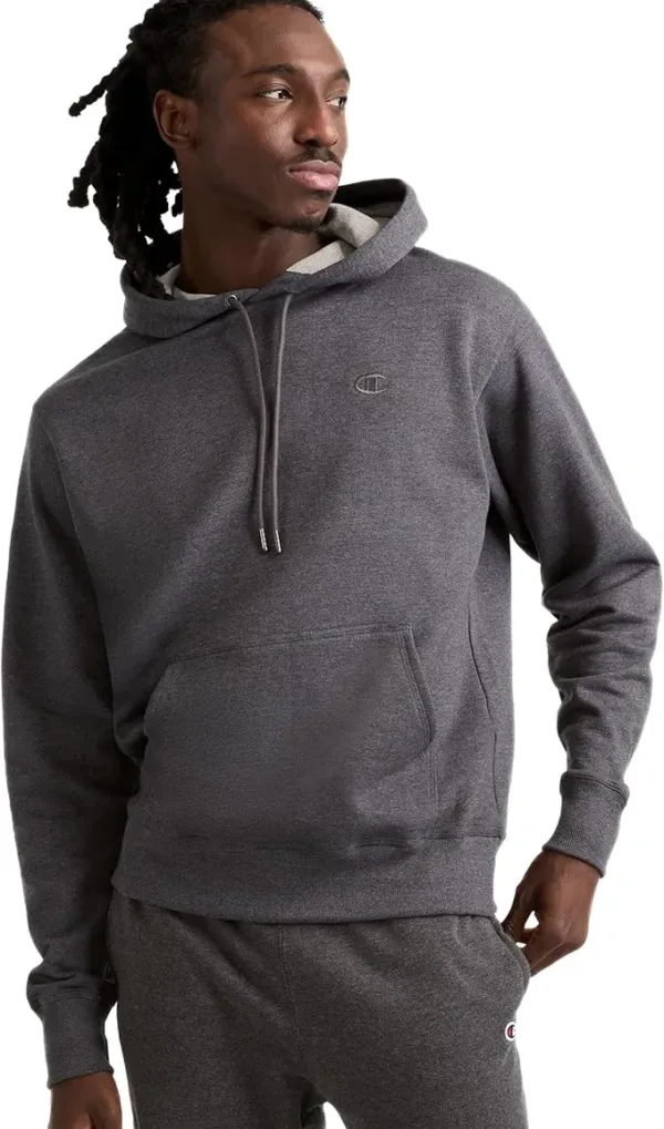 Champion men’s Powerblend hoodie, fleece striped hooded sweatshirt perfect for casual, sports, gym, running, and everyday comfortable wear.