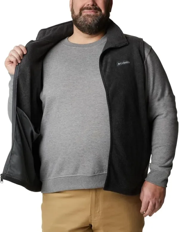columbia men’s steens mountain fleece vest | warm outdoor sleeveless jacket for hiking & casual wear