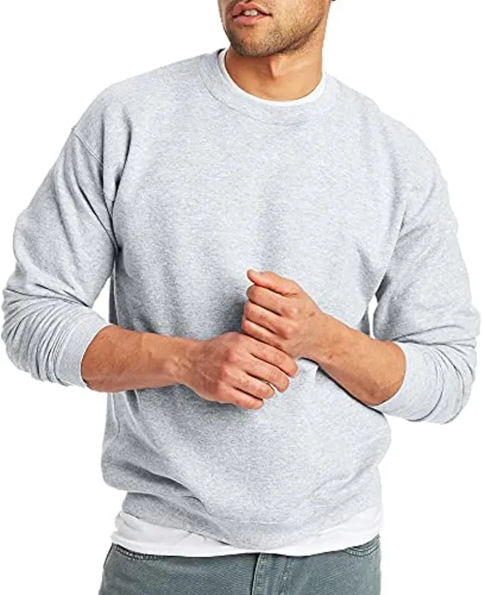 Hanes Men’s EcoSmart Crewneck Sweatshirt – soft cotton-blend fleece pullover with eco-friendly material and relaxed fit, ideal for everyday wear in the UAE.