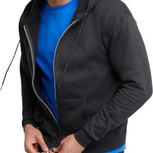 Hanes Men’s EcoSmart Full-Zip Hoodie – lightweight cotton-blend fleece sweatshirt with front zip and pockets, designed for casual wear in the UAE.