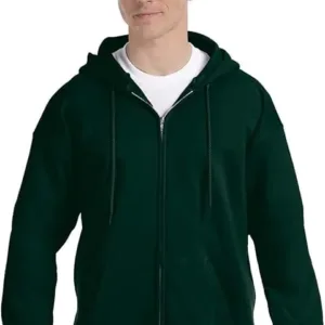 Hanes Men’s Heavyweight Full-Zip Hoodie – thick cotton-blend fleece jacket with front zipper and pockets, designed for warmth and comfort in the UAE.