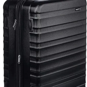 Hardside Spinner Luggage – durable ABS suitcase with 360° wheels, lightweight design, secure zipper, and black finish for travel convenience and protection.