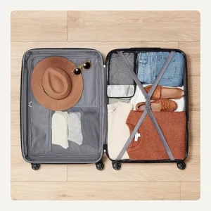 hardside spinner luggage – durable abs suitcase with wheels, black