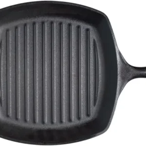 heavy duty pre seasoned cast iron grill pan with easy grip handle, 10.5 inch, black